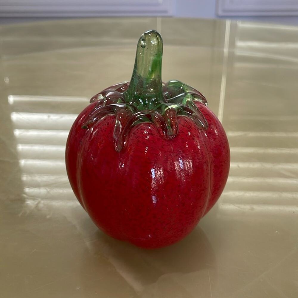 Handmade Blown Glass Tomato Shape  Red B